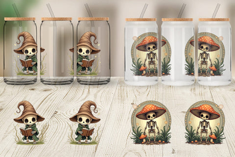 Glass Can Mushroom Mage Skeletons Sublimation artnoy 