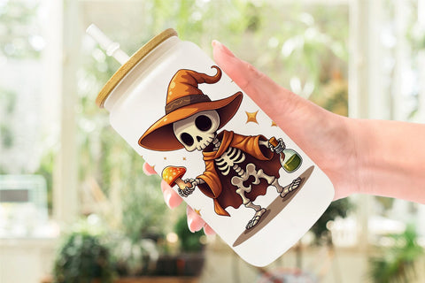Glass Can Mushroom Mage Skeletons Sublimation artnoy 