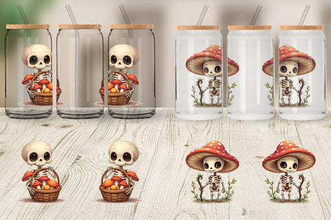 Glass Can Mushroom Mage Skeletons Sublimation artnoy 