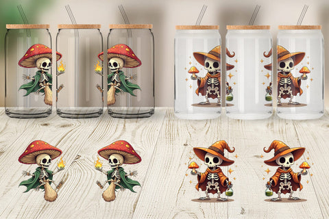 Glass Can Mushroom Mage Skeletons Sublimation artnoy 