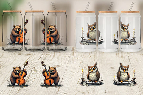 Glass Can Music Critters Sublimation artnoy 