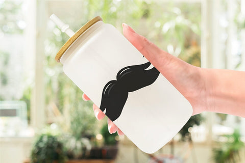 Glass Can Mustache Sublimation artnoy 