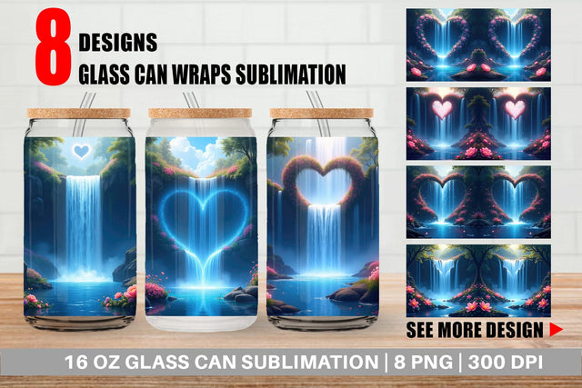 Glass Can Mystic Waterfall Sublimation artnoy 