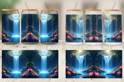 Glass Can Mystic Waterfall Sublimation artnoy 