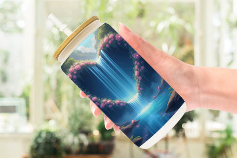 Glass Can Mystic Waterfall Sublimation artnoy 