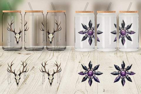 Glass Can Mystical Macabre Yule Watercolor Sublimation artnoy 