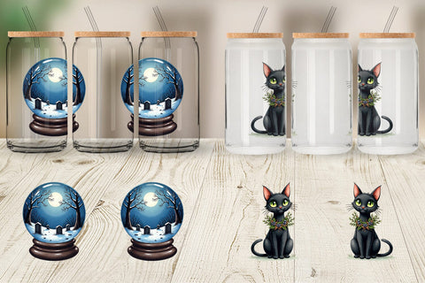 Glass Can Mystical Macabre Yule Watercolor Sublimation artnoy 