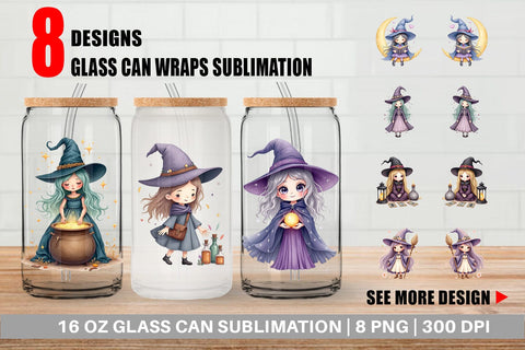 Glass Can Mystical Witch Dolls Sublimation artnoy 