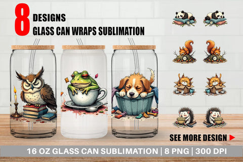 Glass Can Nap Chaos Critters Sublimation artnoy 