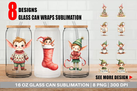 Glass Can Naughty Elves Sublimation artnoy 