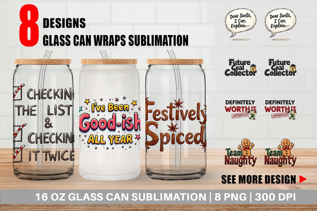 Glass Can Naughty List Funny Christmas Sublimation artnoy 