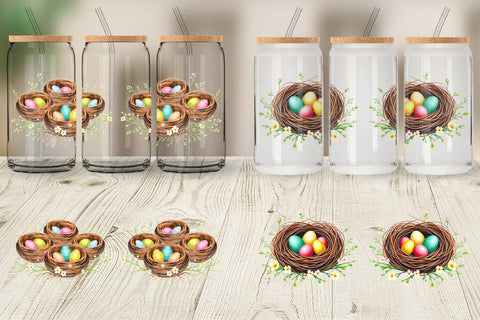 Glass Can Nests with Eggs Sublimation artnoy 
