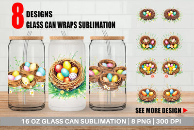 Glass Can Nests with Eggs Sublimation artnoy 