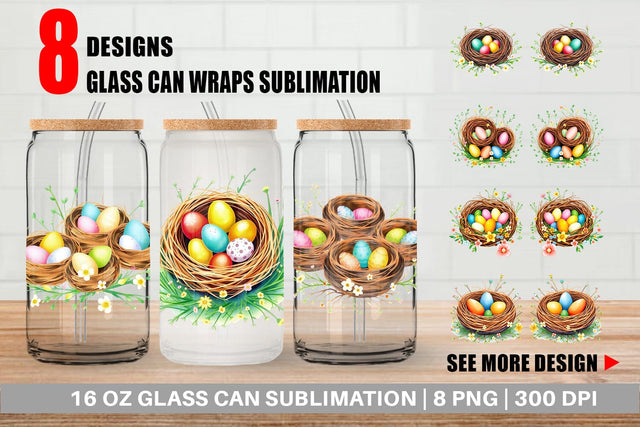 Glass Can Nests with Eggs Sublimation artnoy 