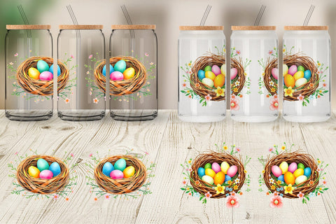 Glass Can Nests with Eggs Sublimation artnoy 
