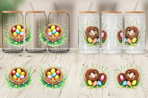 Glass Can Nests with Eggs Sublimation artnoy 