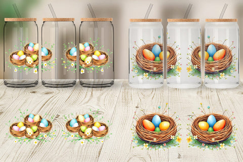 Glass Can Nests with Eggs Sublimation artnoy 