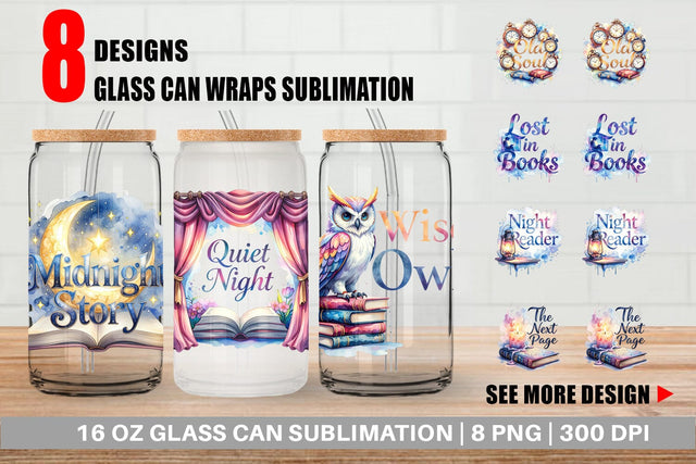 Glass Can Night Owl Quotes Sublimation artnoy 