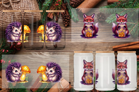 Glass Can Nocturnal Forest Glimmer Watercolor Sublimation artnoy 