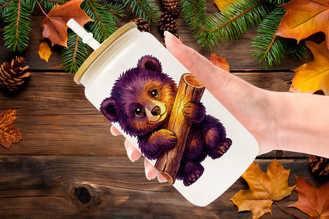 Glass Can Nocturnal Forest Glimmer Watercolor Sublimation artnoy 