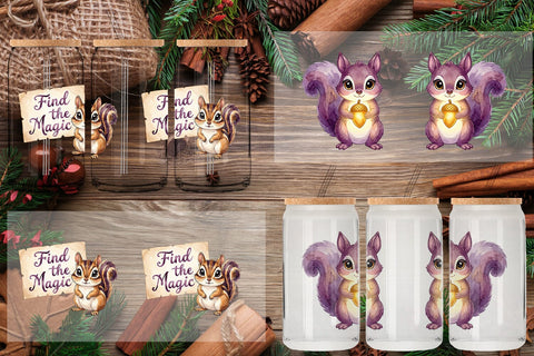 Glass Can Nocturnal Forest Glimmer Watercolor Sublimation artnoy 