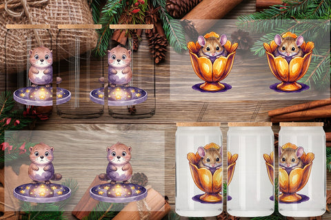Glass Can Nocturnal Forest Glimmer Watercolor Sublimation artnoy 