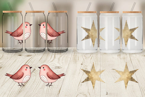 Glass Can Nordic Winter Watercolor Christmas Sublimation artnoy 