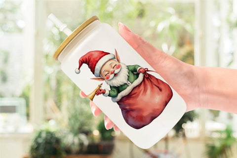 Glass Can North Pole Elves Sublimation artnoy 