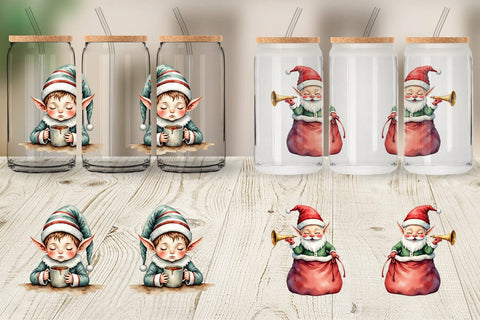 Glass Can North Pole Elves Sublimation artnoy 