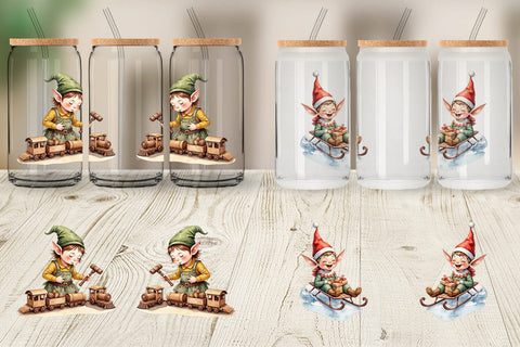 Glass Can North Pole Elves Sublimation artnoy 