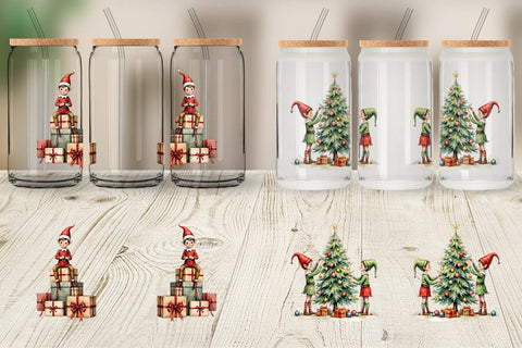 Glass Can North Pole Elves Sublimation artnoy 