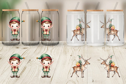 Glass Can North Pole Elves Sublimation artnoy 