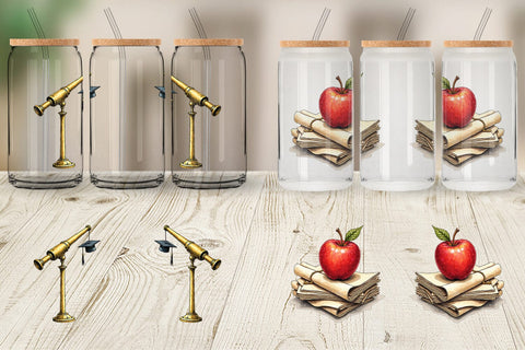 Glass Can Nostalgic Academia Vintage School Supplies Sublimation artnoy 