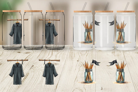Glass Can Nostalgic Academia Vintage School Supplies Sublimation artnoy 