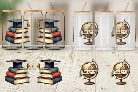 Glass Can Nostalgic Academia Vintage School Supplies Sublimation artnoy 