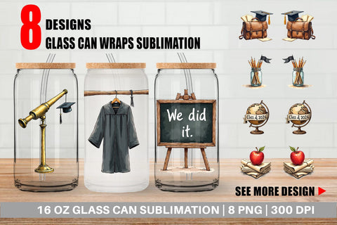 Glass Can Nostalgic Academia Vintage School Supplies Sublimation artnoy 