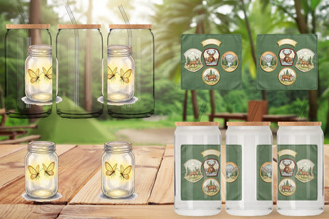 Glass Can Nostalgic Camp Souvenir Watercolor Sublimation artnoy 