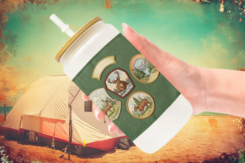 Glass Can Nostalgic Camp Souvenir Watercolor Sublimation artnoy 
