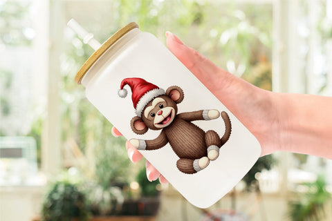 Glass Can Nostalgic Christmas Plush Toys Watercolor Sublimation artnoy 
