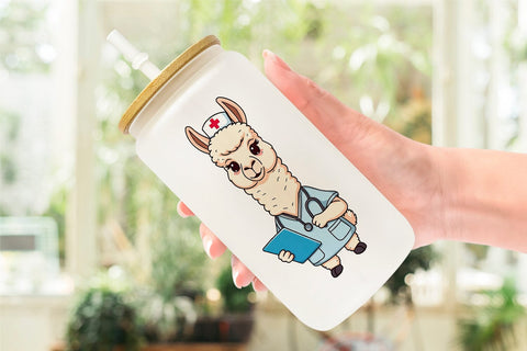 Glass Can Nurse Alpaca Sublimation artnoy 