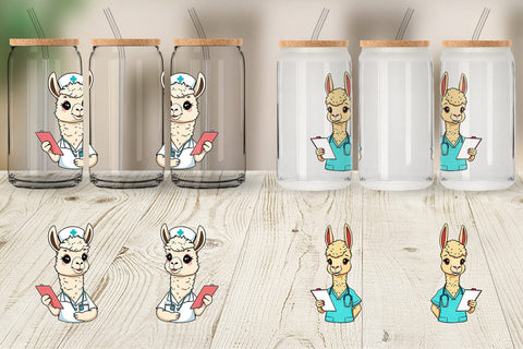 Glass Can Nurse Alpaca Sublimation artnoy 