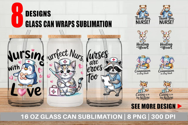 Glass Can Nurse Animal Sublimation artnoy 