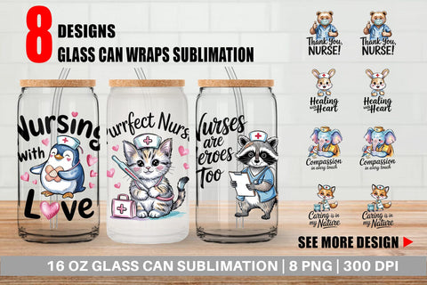 Glass Can Nurse Animal Sublimation artnoy 