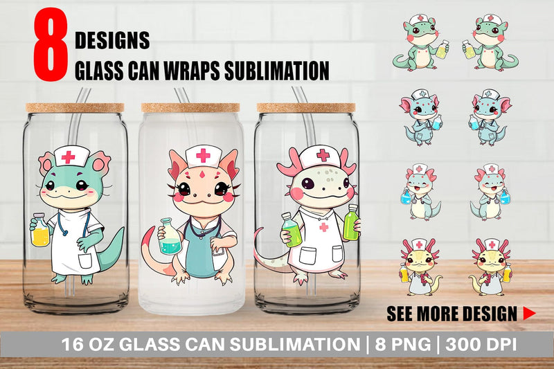 Glass Can Nurse Axolotl Sublimation artnoy 