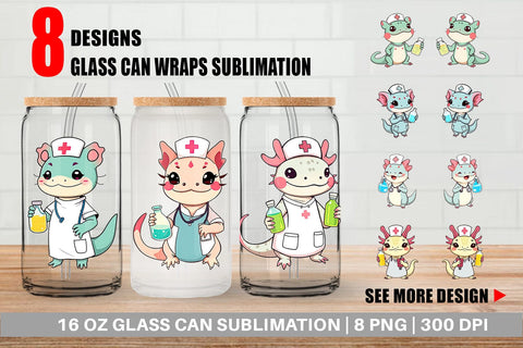 Glass Can Nurse Axolotl Sublimation artnoy 