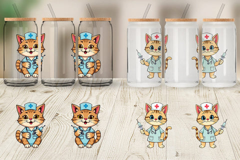 Glass Can Nurse Cat Sublimation artnoy 