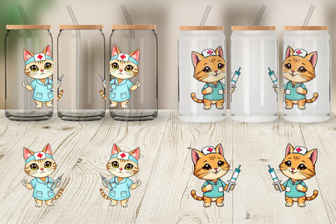 Glass Can Nurse Cat Sublimation artnoy 