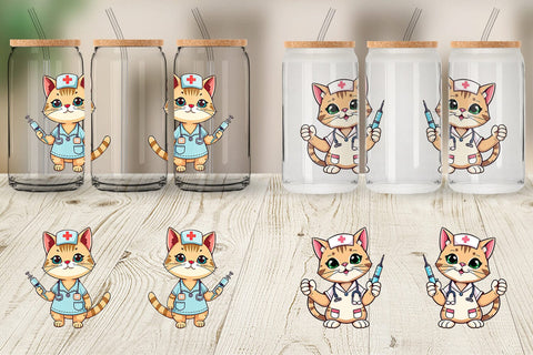 Glass Can Nurse Cat Sublimation artnoy 