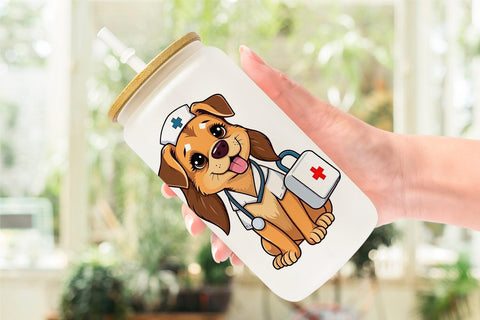 Glass Can Nurse Dog Sublimation artnoy 