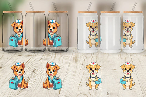 Glass Can Nurse Dog Sublimation artnoy 